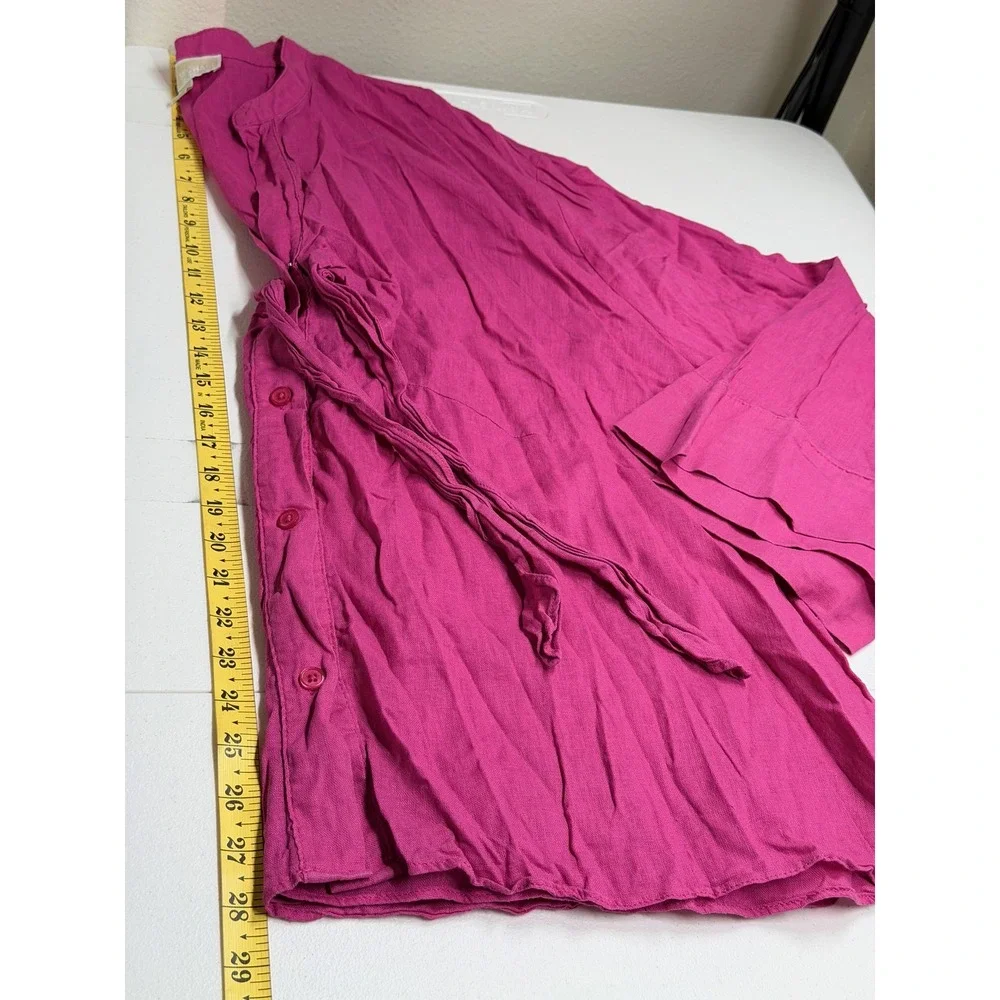 Michael Kors Top Women 3X Pink Button Up Summer Linen Blend Casual V-Neck Travel